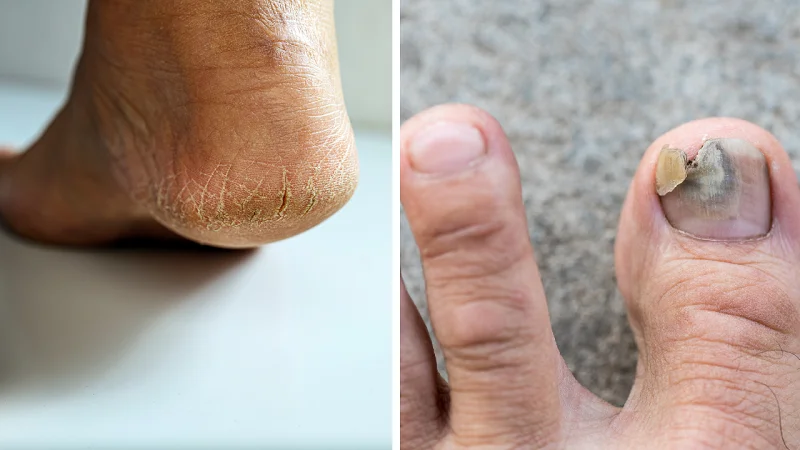 cracked heel and toenail fungal infection