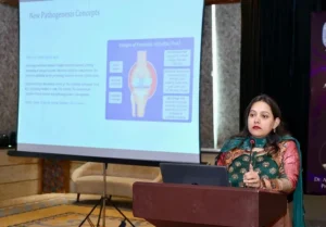 Dr. Rizwana Barkat speaking at a CME event